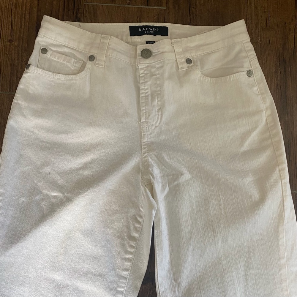 Men's White Cropped Jeans - Classic Straight Fit - Picture 3 of 6